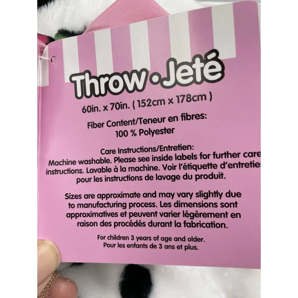 NEW Hello Kitty White Strawberry & Milk Plush Throw Blanket Rare & HTF